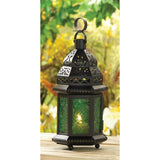 Green Glass Moroccan Lantern - crazydecor