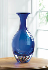 Blue Art Glass Bottleneck Vase - crazydecor