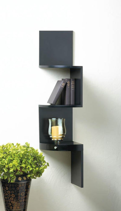 3-Tier Black Corner Shelf With Drawer - crazydecor