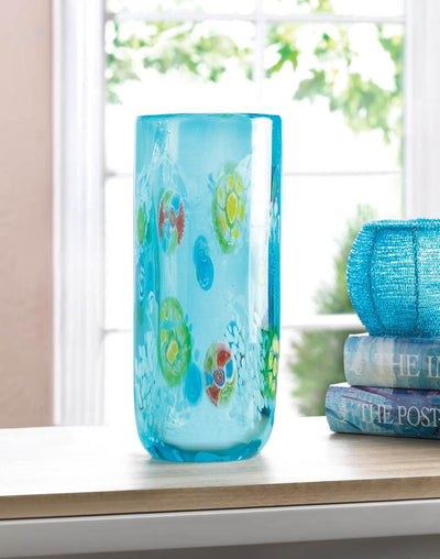 Blue Floral Straight Vase - crazydecor