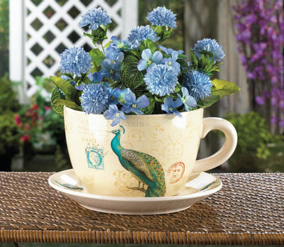 Peacock Teacup Planter - crazydecor