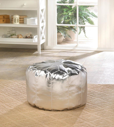 Silver Pouf Ottoman - crazydecor