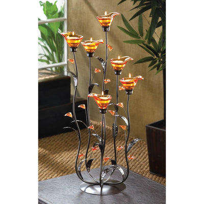 Amber Calla Lily Candle Holder - crazydecor