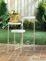 Distressed White Triple Planter Stand - crazydecor