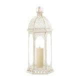 Graceful Distressed White Lantern (L) - crazydecor