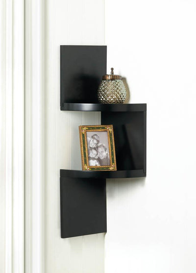 2-Tier Black Corner Shelf - crazydecor