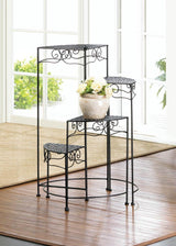 Black 4-Tier Metal Plant Stand - crazydecor