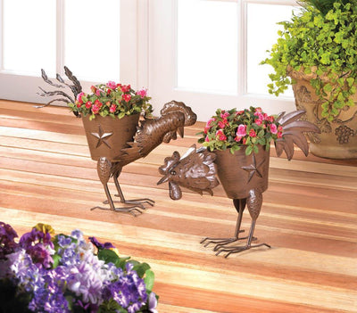 Strutting Rooster Iron Planter - crazydecor