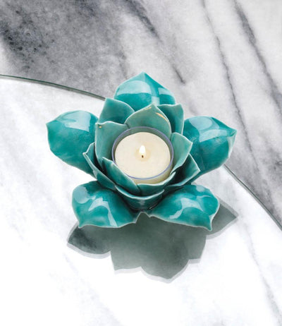 Blue Lotus Tealight Candle Holder - crazydecor