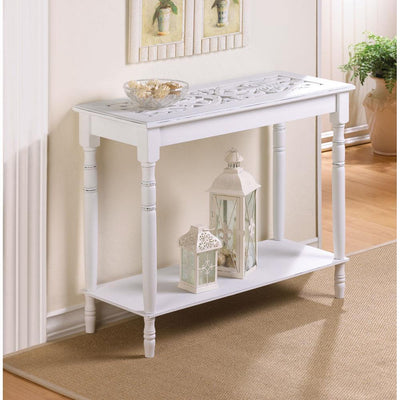 White Wood Carved Table - DreamyDecor