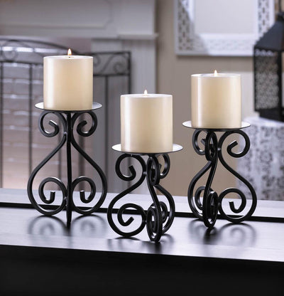 Scrollwork Candle Holders Stand Trio - crazydecor