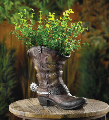 Spurred Cowboy Boot Planter - crazydecor