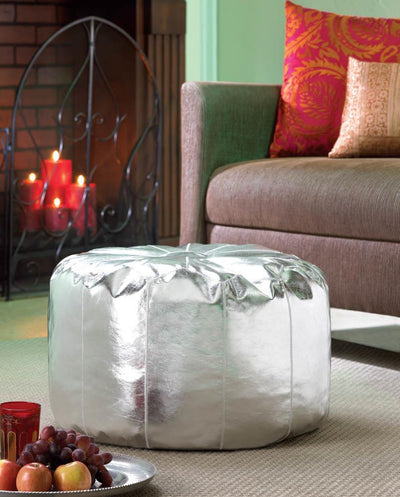 Silver Pouf Ottoman - crazydecor