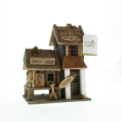 Bass Lake Lodge Wood Bird House - crazydecor