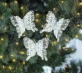 White Gem Butterfly Christmas Ornament Set - DreamyDecor