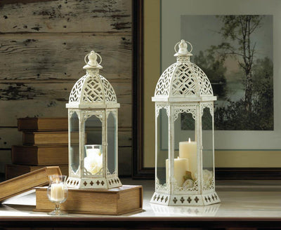 Graceful Distressed White Lantern (S) - crazydecor