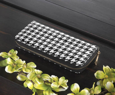 Ladies Houndstooth Zip Wallet - crazydecor