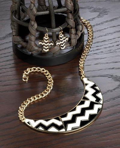 Chevron Necklace & Earrings Set - crazydecor