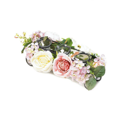 Blooming Faux Floral Candle Holder - crazydecor