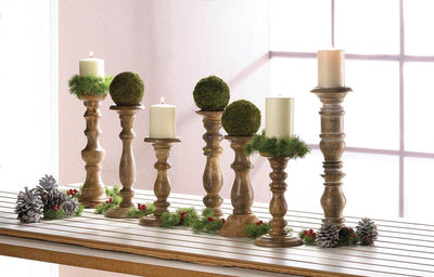 Countryside Turned Wood Candle Holder - crazydecor