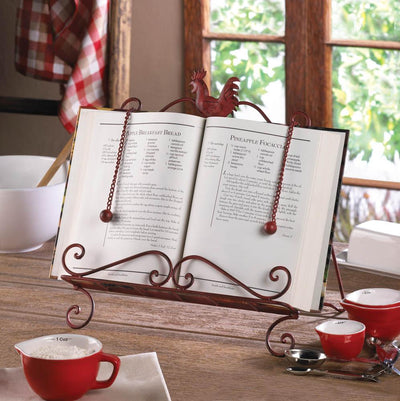 Red Rooster Cookbook Stand - crazydecor