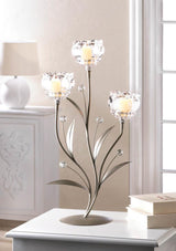 Crystal Flower Triple Candle Holder - crazydecor