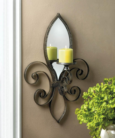 Fleur-De-Lis Mirrored Wall Sconce - crazydecor