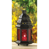 Red Glass Moroccan Lantern - crazydecor