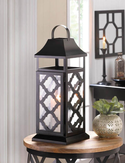 Black Damask Candle Lantern - crazydecor