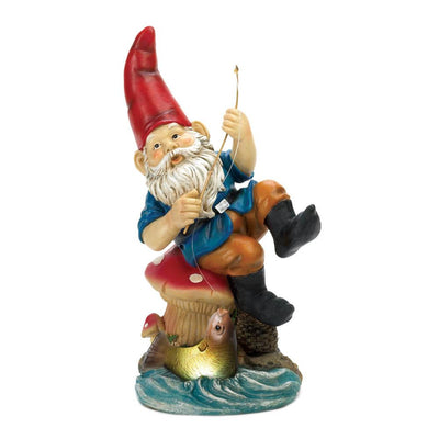 Fishing Gnome Solar Statue - crazydecor