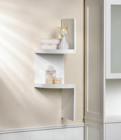 2-Tier White Corner Shelf - crazydecor