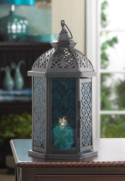 Blue Cove Candle Lantern - crazydecor