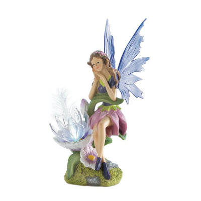 Solar Fairy With Flower Statue - crazydecor