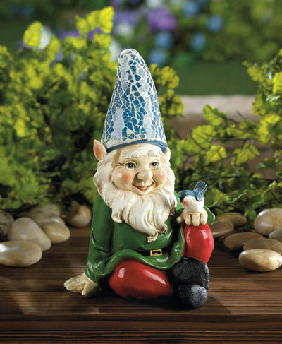 Cheery Gnome Solar Garden Statue - crazydecor