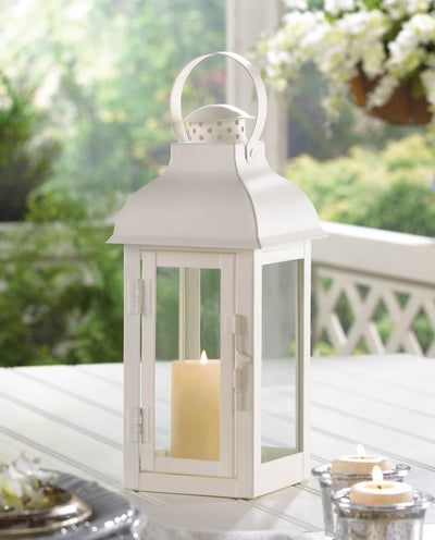 White Gable Lantern - Medium - DreamyDecor