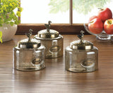 Hammered Glass Kitchen Jar Trio - crazydecor