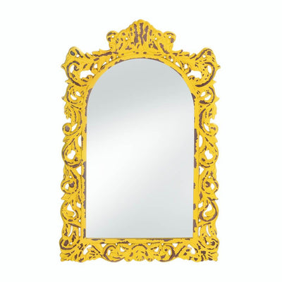 Opulent Distressed Yellow Wall Mirror - crazydecor